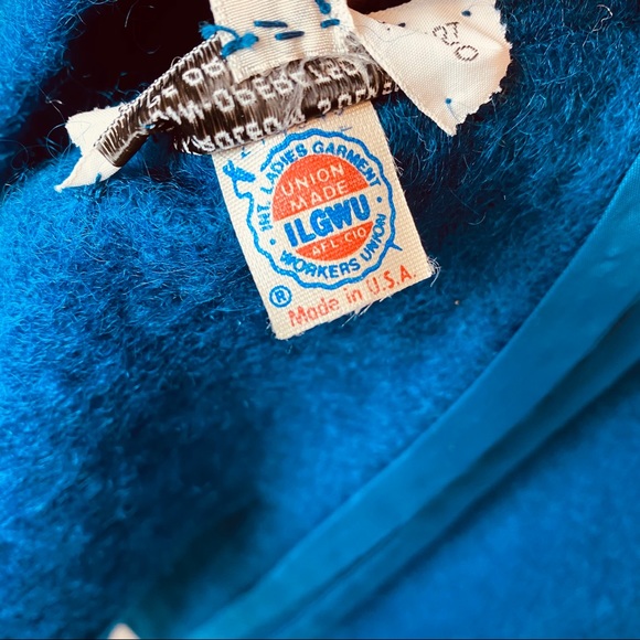 Vintage 80's Pauline Trigere Wool Mohair Coat Blue - Picture 15 of 16